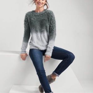 Venus cozy pearl trim ombré sweater S NWT